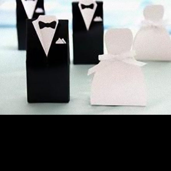 Favours & Party Bag Fillers 50 Pack Of 25 Bride Gown And Groom Tux Wedding Bridal Bomboniere Favor Candy Choc Almond Box Nw