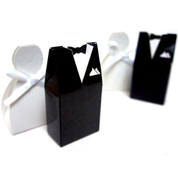 Favours & Party Bag Fillers 50 Pack Of 25 Bride Gown And Groom Tux Wedding Bridal Bomboniere Favor Candy Choc Almond Box Nw