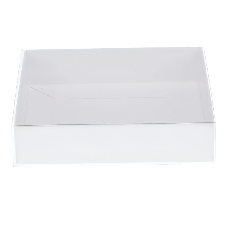 Gift Boxes 50 Pack Of White Card Box Clear Slide On Lid 17 X 25 5Cm Large Beauty Product Gift Giving Hamper Tray Merch Fashion Cake Sweets Xmas