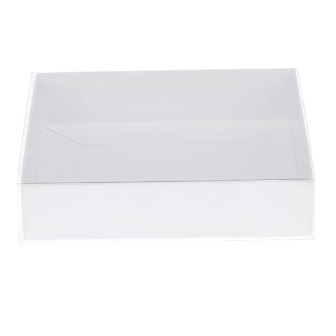 Gift Boxes 50 Pack Of White Card Box Clear Slide On Lid 17 X 25 5Cm Large Beauty Product Gift Giving Hamper Tray Merch Fashion Cake Sweets Xmas