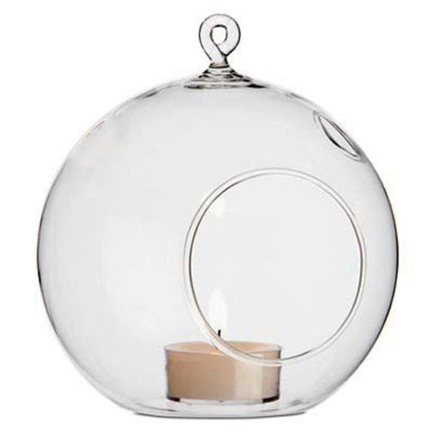 24 Bulk Buy Of Hanging Clear Glass Ball Tealight Candle Holder - 10Cm Diameter / High Wedding Globe Decoration Terrarium Succulent Plant Mini Garden Craft Gift
