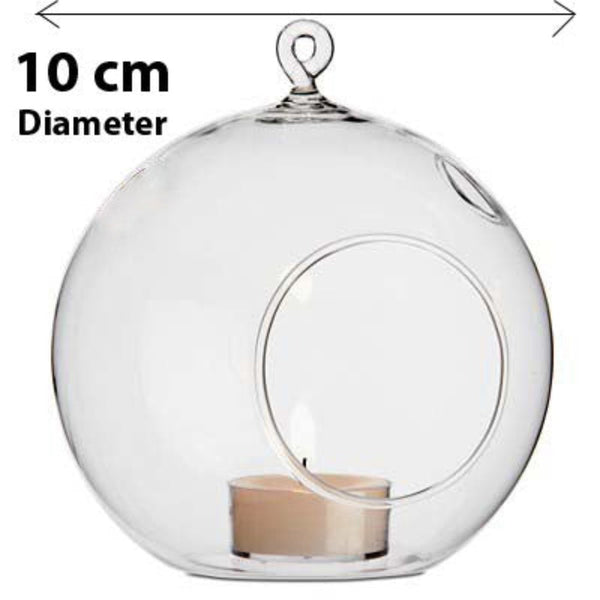 Candle Holders & Accessories 24 Bulk Buy Of Hanging Clear Glass Ball Tealight Candle Holder 10Cm Diameter / High Wedding Globe Decoration Terrarium