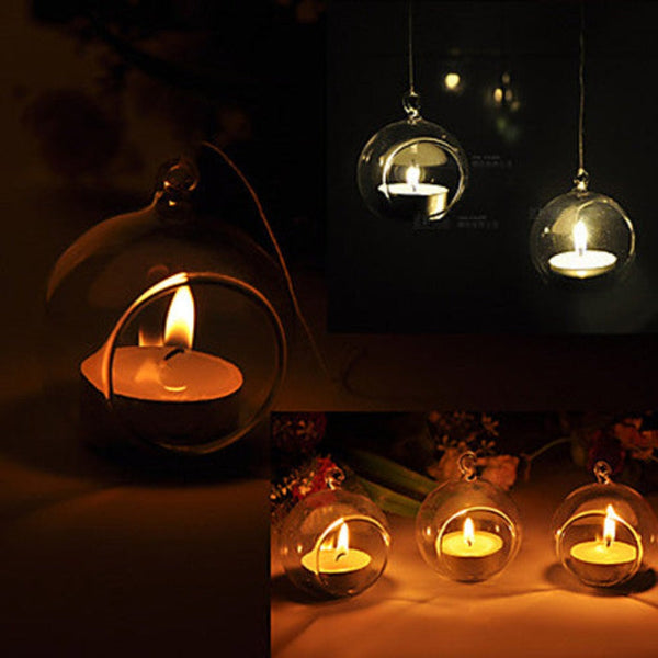 Candle Holders & Accessories 24 Bulk Buy Of Hanging Clear Glass Ball Tealight Candle Holder 10Cm Diameter / High Wedding Globe Decoration Terrarium