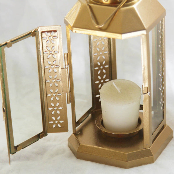 Lanterns 10 Pack Of Gold Metal Miners Lantern Summer Xmas Wedding Home Party Room Balconey Deck Decoration 21Cm Tealight Candle