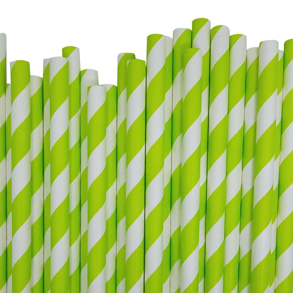 Straws & Stirrers 200 Pack Green White Drinking Straws Biodegradable Eco Paper Birthday Party Event Bistro Bar Cafe Take Away