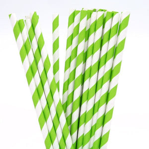 Straws & Stirrers 200 Pack Green White Drinking Straws Biodegradable Eco Paper Birthday Party Event Bistro Bar Cafe Take Away