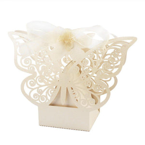 Gift Boxes 100 Piece Pack Ivory Cream Butterfly Wedding Engagement Party Bomboniere Favour Lolly Gift Almond Card Box