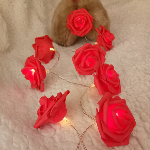 Seasonal Decorations Red Rose Battery String Fairy Light Party Night Wedding Decoration