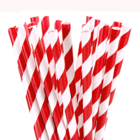 200 Pack Red White Drinking Straws Biodegradable Eco Paper Birthday Party Event Bistro Bar Cafe Take Away