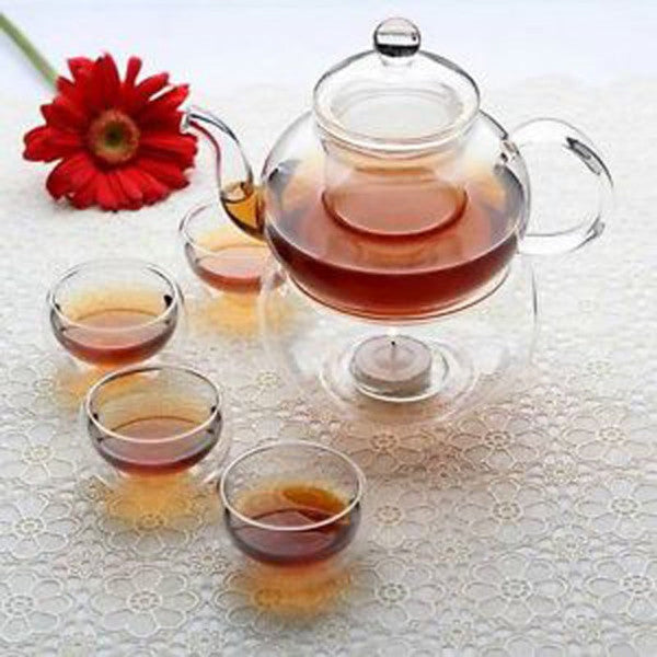 Teasets 10 Wholesale Sets Of Gongfu Chinese Ceremony Tea 6 Glass Cups With Infuser And Tealight Candle Pot Warmer