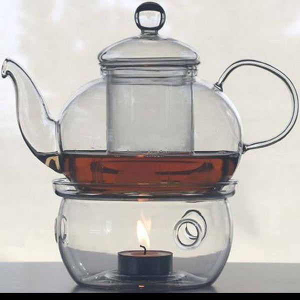 Teasets 5 Sets Of Gongfu Chinese Ceremony Tea 6 Glass Cups With Infuser And Tealight Candle Pot Warmer