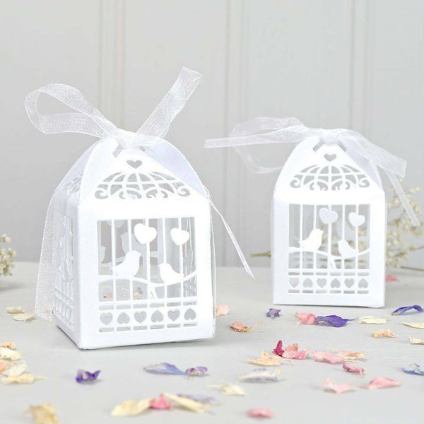 Gift Boxes 100 Piece Pack White Dove Bird Heart Wedding Bomboniere Favor Lolly Gift Card Box