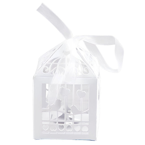 Gift Boxes 50 Piece Pack White Dove Bird Heart Wedding Bomboniere Favor Lolly Gift Card Box