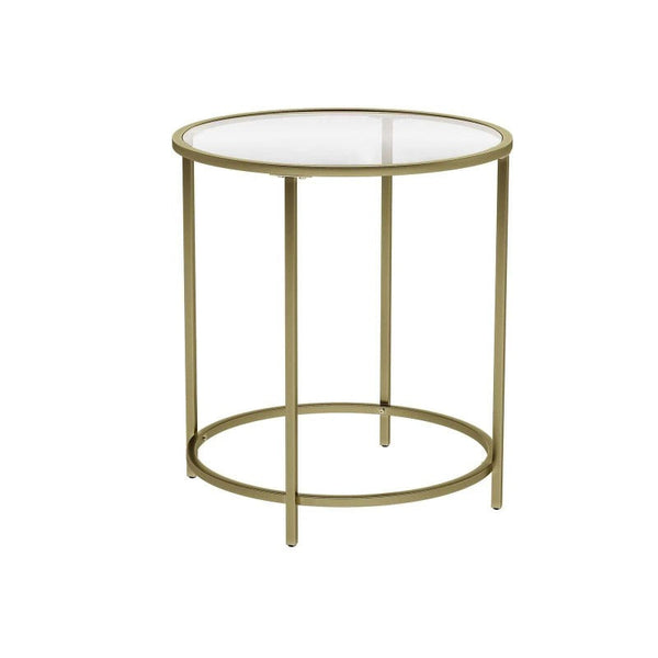 Side Tables Vasagle Round Side Table With Tempered Glass Top