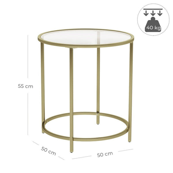 Side Tables Vasagle Round Side Table With Tempered Glass Top