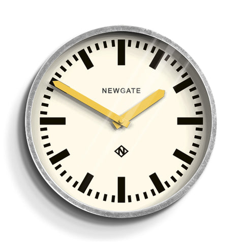 Wall Clocks Newgate Luggage Wall Clock Galvanised Yellow Hands