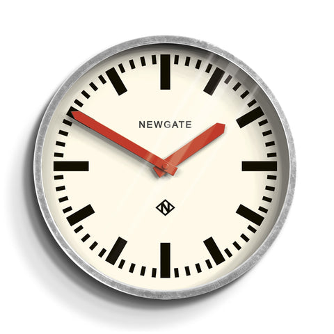 Wall Clocks Newgate Luggage Wall Clock Galvanised Red Hands