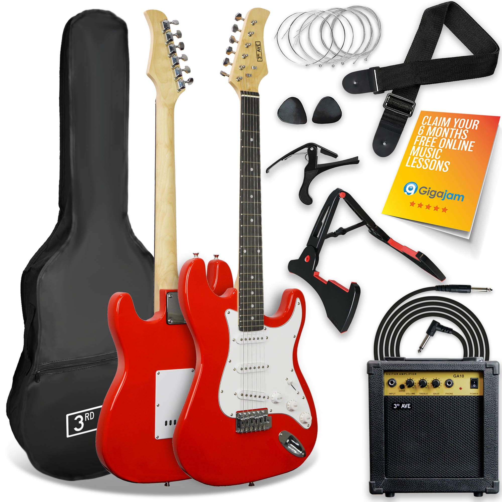 Electric Guitars 3Rd Avenue Electric Guitar Pack Red