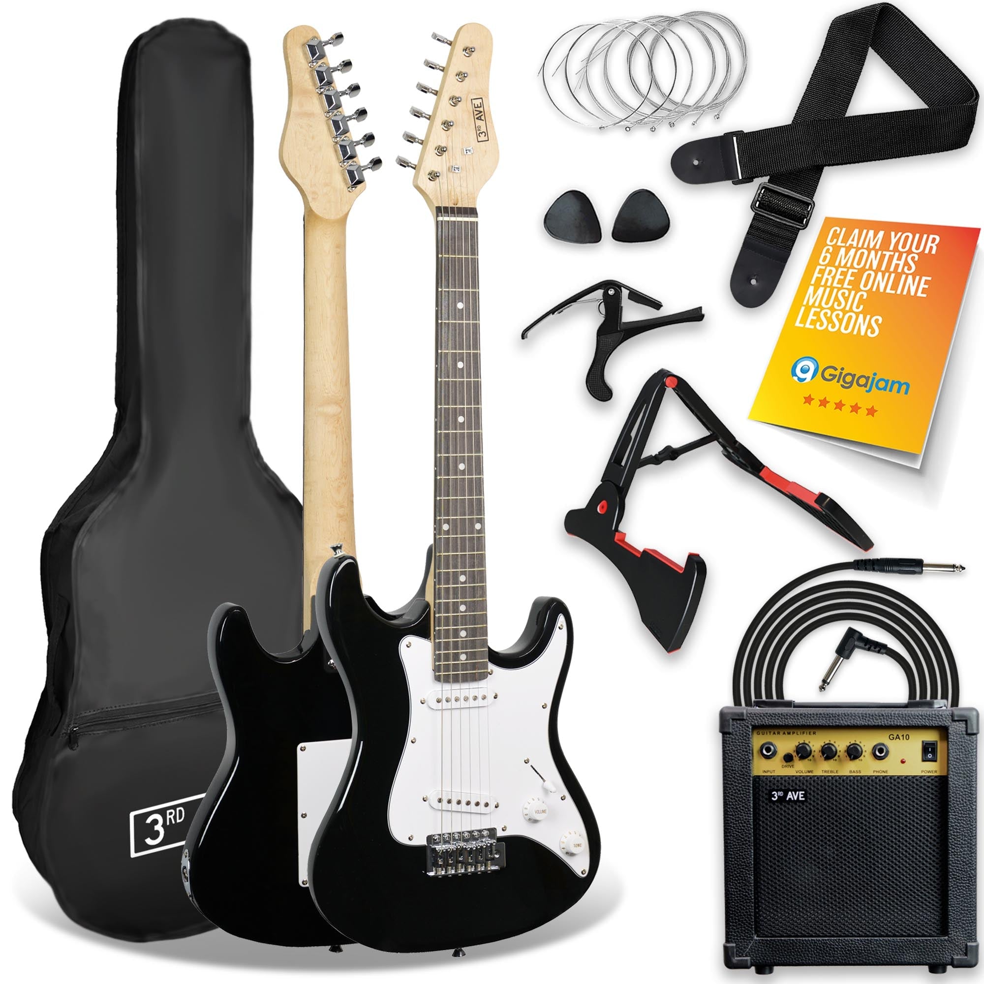 3Rd Avenue 3/4 Size Electric Guitar Pack - Black