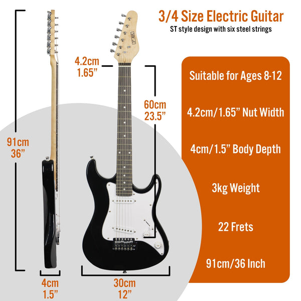 Electric Guitars 3Rd Avenue 3/4 Size Electric Guitar Pack Black