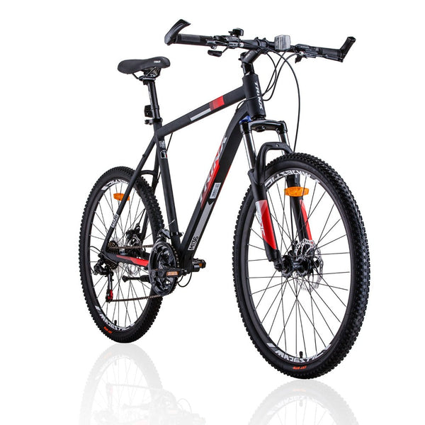 Bicycles Trinx Mtb Mens Mountain Bike 26 Inch Shimano Gear 21 Speed [Colour: Matt Black White/Red] [Size Of Frame: 19 Inches]