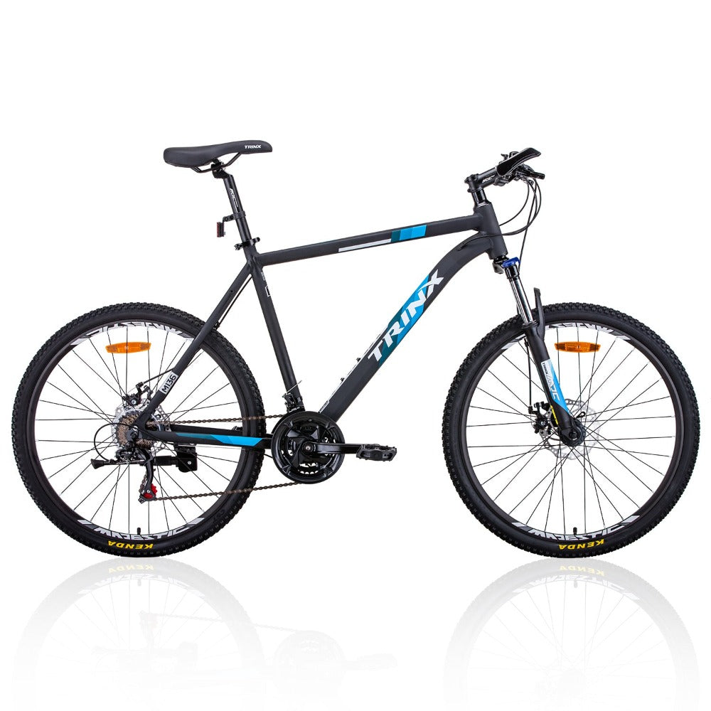 Bicycles Trinx Mtb Mens Mountain Bike 26 Inch Shimano Gear 21 Speed [Colour: Matt Black White/Blue] [Size Of Frame: Inches]