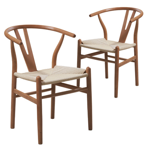 Dining Chairs Natural Hans Wegner Replica Wishbone Chairs (Set Of 2)