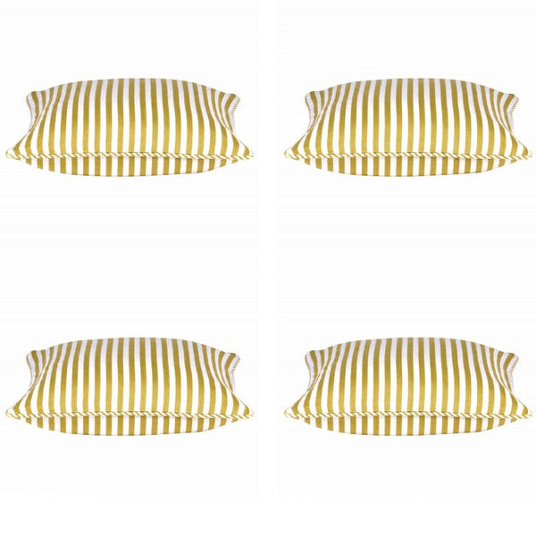 Cushion Covers En Pack Of 4 Dandi Mustard Yellow & White Striped Square 40X40cm