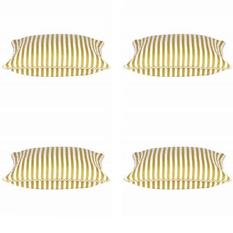 Cushion Covers En Pack Of 4 Dandi Mustard Yellow & White Striped Square 40X40cm