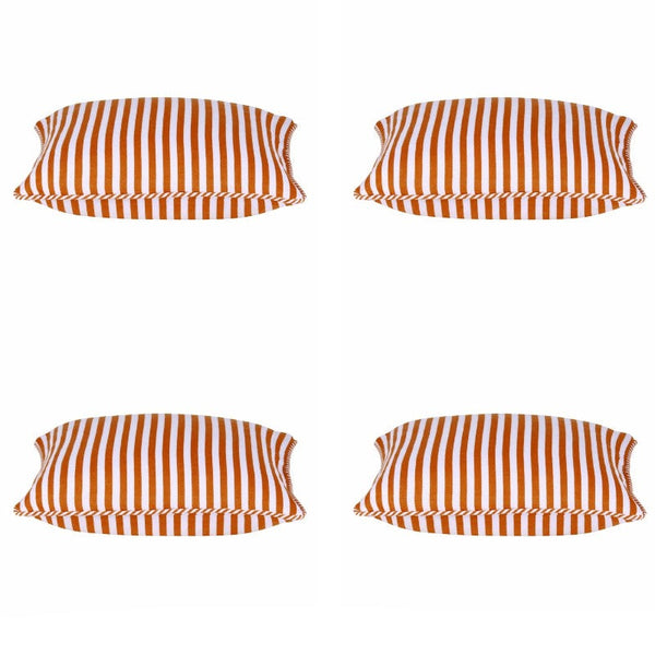 Cushion Covers Pack Of 4 Dandi Orange & White Striped Nautical 40X40cm