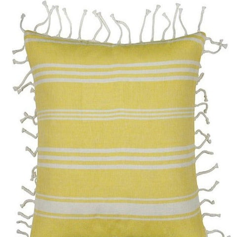 Cushion Covers Fresh Yellow & White Striped Cushion Cover With Knotted Edging