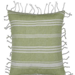 Cushion Covers Fresh Green & White Striped Cushion Cover With Knotted Edging