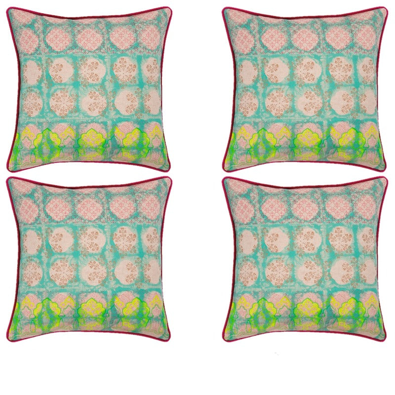 Cushion Covers Pack Of 4 Avia Fuchsia Multicoloured Coloured