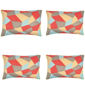 Cushion Covers Pack Of 4 Geo Beige Geometric Design 40X60cm Rectangle