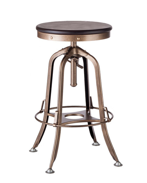 Benches Bar Stools Industrial Wooden Height Adjustable Swivel Bar Stool French Brass