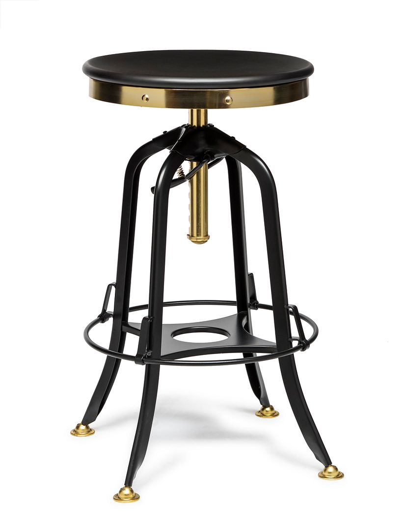 Benches Bar Stools Industrial Wooden Height Adjustable Swivel Bar Stool Gold Black