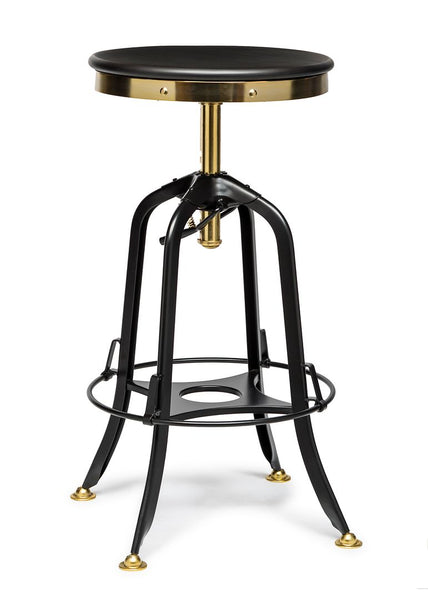 Benches Bar Stools Industrial Wooden Height Adjustable Swivel Bar Stool Gold Black