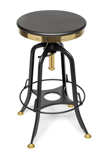 Benches Bar Stools Industrial Wooden Height Adjustable Swivel Bar Stool Gold Black