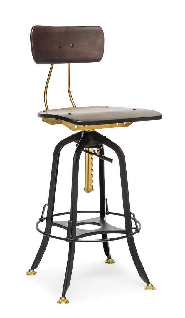 Benches Bar Stools Industrial Wooden Height Adjustable Swivel Bar Stool Chair With Back Gold Black