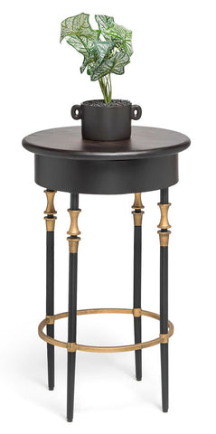 Side Tables Wooden Round Gold Black Side Table With Finial Legs