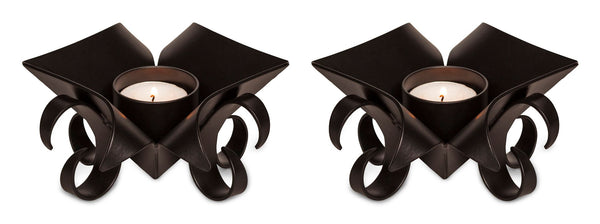 Candle Holders & Accessories Decorative Black Metal Lotus Tea Light Candle Holders In Set Of 2