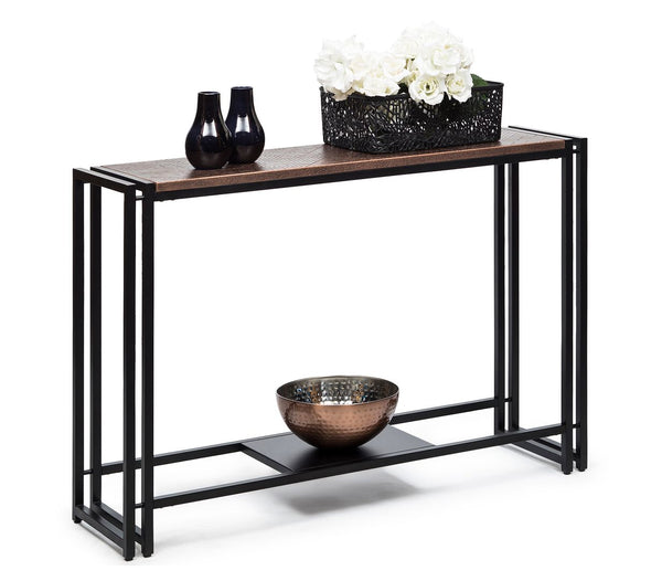 Hall Tables Sleek Hallway Console Table With Copper Textured Top