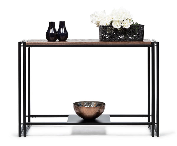 Hall Tables Sleek Hallway Console Table With Copper Textured Top