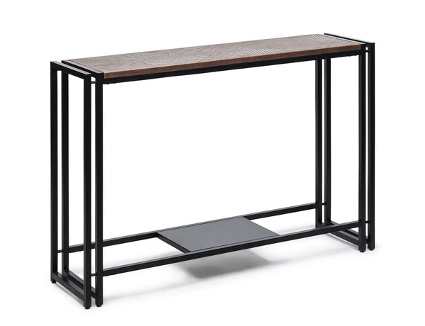 Hall Tables Sleek Hallway Console Table With Copper Textured Top