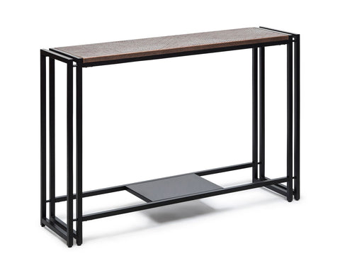 Hall Tables Sleek Hallway Console Table With Copper Textured Top