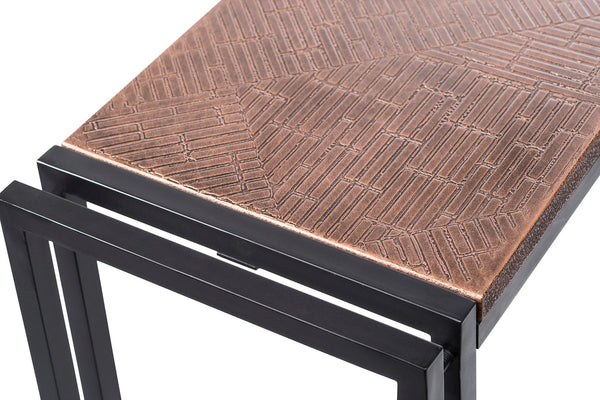 Hall Tables Sleek Hallway Console Table With Copper Textured Top