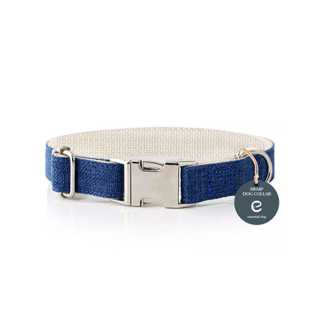 Dog Collars Natural Hemp & Cotton Dog Collar (Ink Blue)