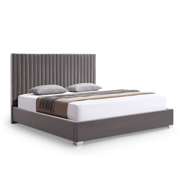 Queen Bed Frames Hillsdale Bed Frame Polyester Fabric Padded Upholstery High Quality Slats Polished Stainless Steel Feet