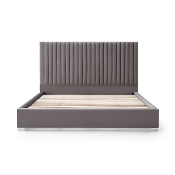 Queen Bed Frames Hillsdale Bed Frame Polyester Fabric Padded Upholstery High Quality Slats Polished Stainless Steel Feet