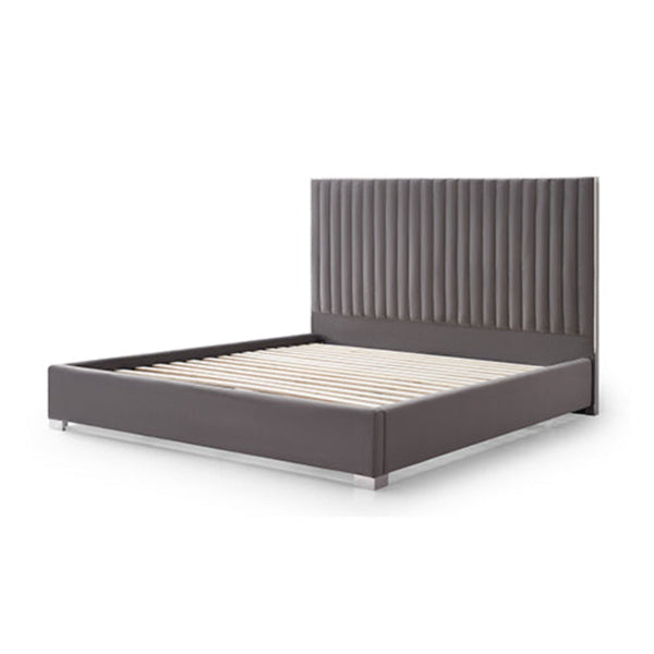 Queen Bed Frames Hillsdale Bed Frame Polyester Fabric Padded Upholstery High Quality Slats Polished Stainless Steel Feet